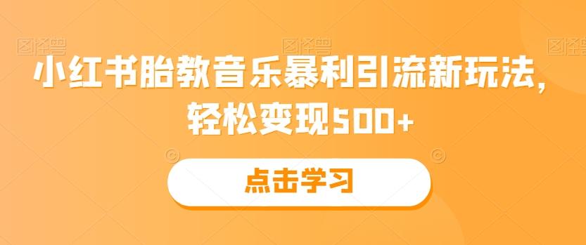 小红书胎教音乐暴利引流新玩法，轻松变现500+-test