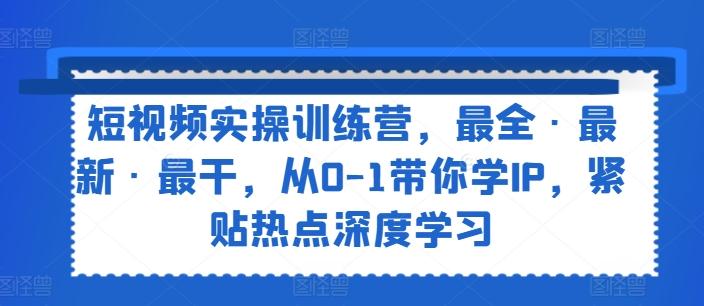 短视频实操训练营，最全·最新·最干，从0-1带你学IP，紧贴热点深度学习-test