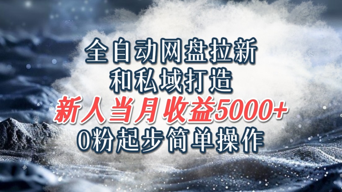 全自动网盘拉新和私域打造，0粉起步简单操作，新人入门当月收益5000以上-test