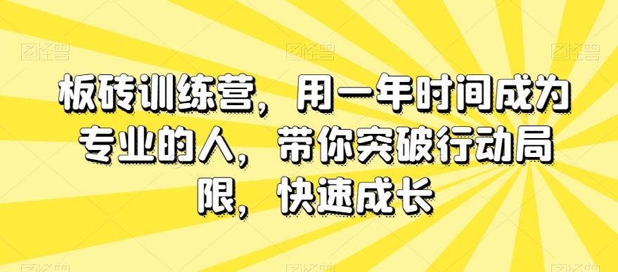 板砖训练营，用一年时间成为专业的人，带你突破行动局限，快速成长-test