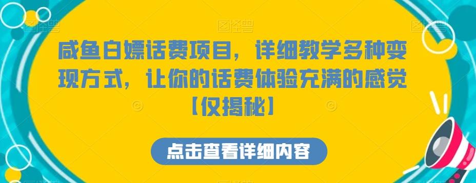 咸鱼白嫖话费项目，详细教学多种变现方式，让你的话费体验充满的感觉【仅揭秘】-test