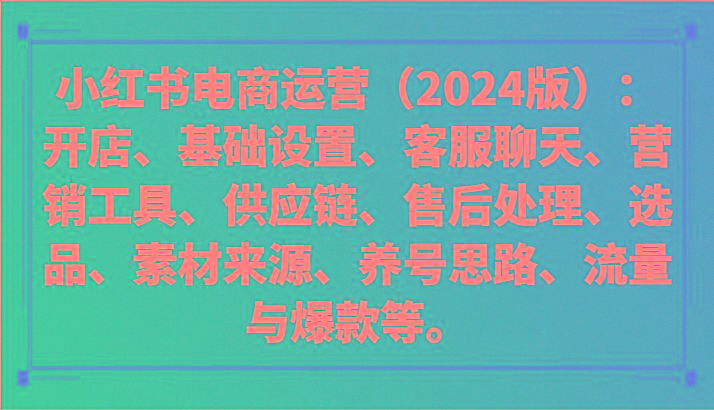 小红书电商运营(2024版)：开店、设置、供应链、选品、素材、养号、流量与爆款等-test
