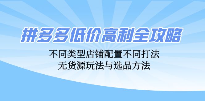 拼多多低价高利全攻略：不同类型店铺配置不同打法，无货源玩法与选品方法-test