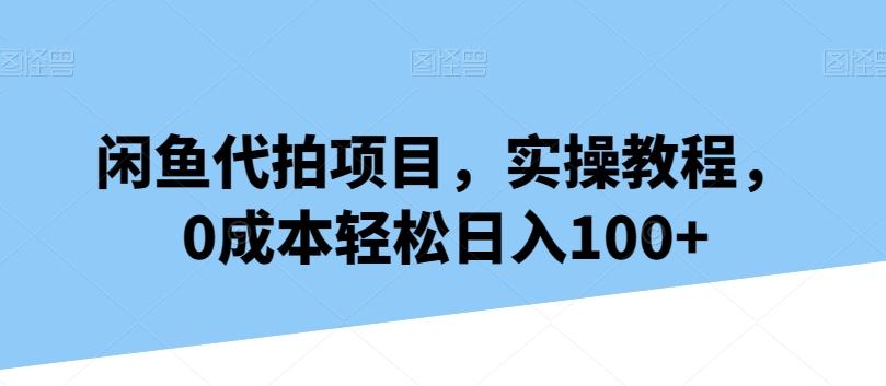 闲鱼代拍项目，实操教程，0成本轻松日入100+-test