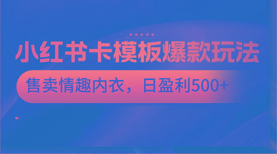 小红书卡模板爆款玩法，售卖情趣内衣，日盈利500+-test
