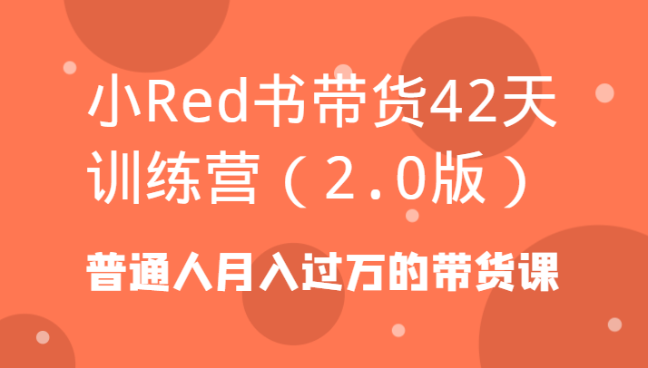 小Red书带货42天训练营(2.0版)普通人月入过万的带货课-test