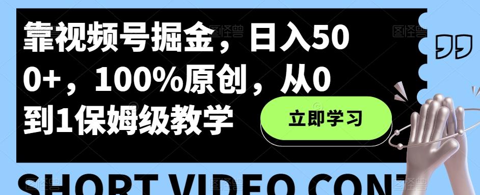 靠视频号掘金，日入500+，100%原创，从0到1保姆级教学-test