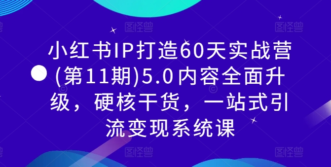 小红书IP打造60天实战营(第11期)5.0​内容全面升级，硬核干货，一站式引流变现系统课-test