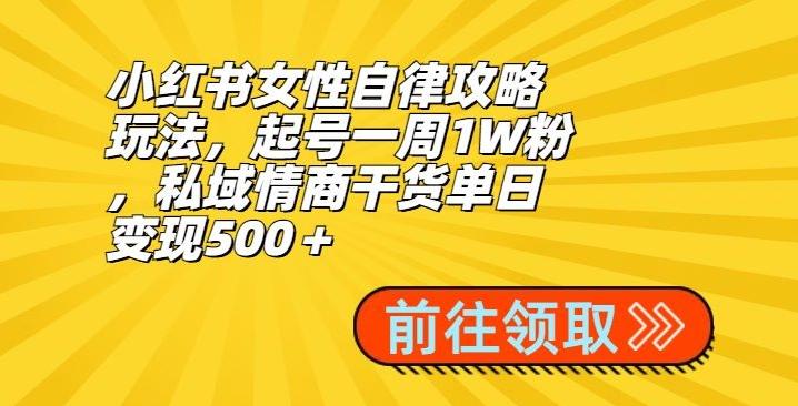 小红书女性自律攻略玩法，起号一周1W粉，私域情商干货单日变现500＋-test
