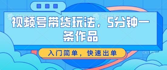 视频号带货玩法，5分钟一条作品，入门简单，快速出单【揭秘】-test