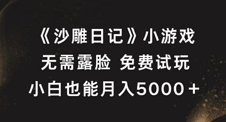 《沙雕日记》小游戏，无需露脸免费试玩，小白也能月入5000+【揭秘】-test