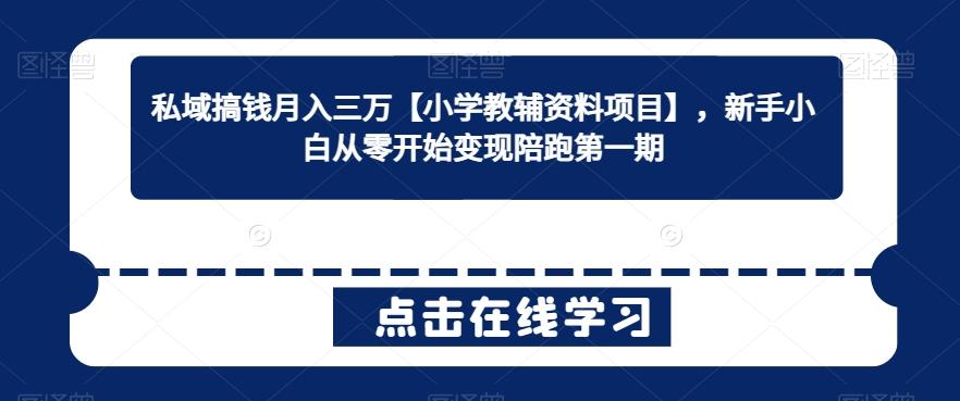 私域搞钱月入三万【小学教辅资料项目】，新手小白从零开始变现陪跑第一期-test