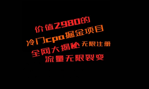 价值2980的CPA掘金项目大揭秘，号称当天收益200+，不见收益包赔双倍-test