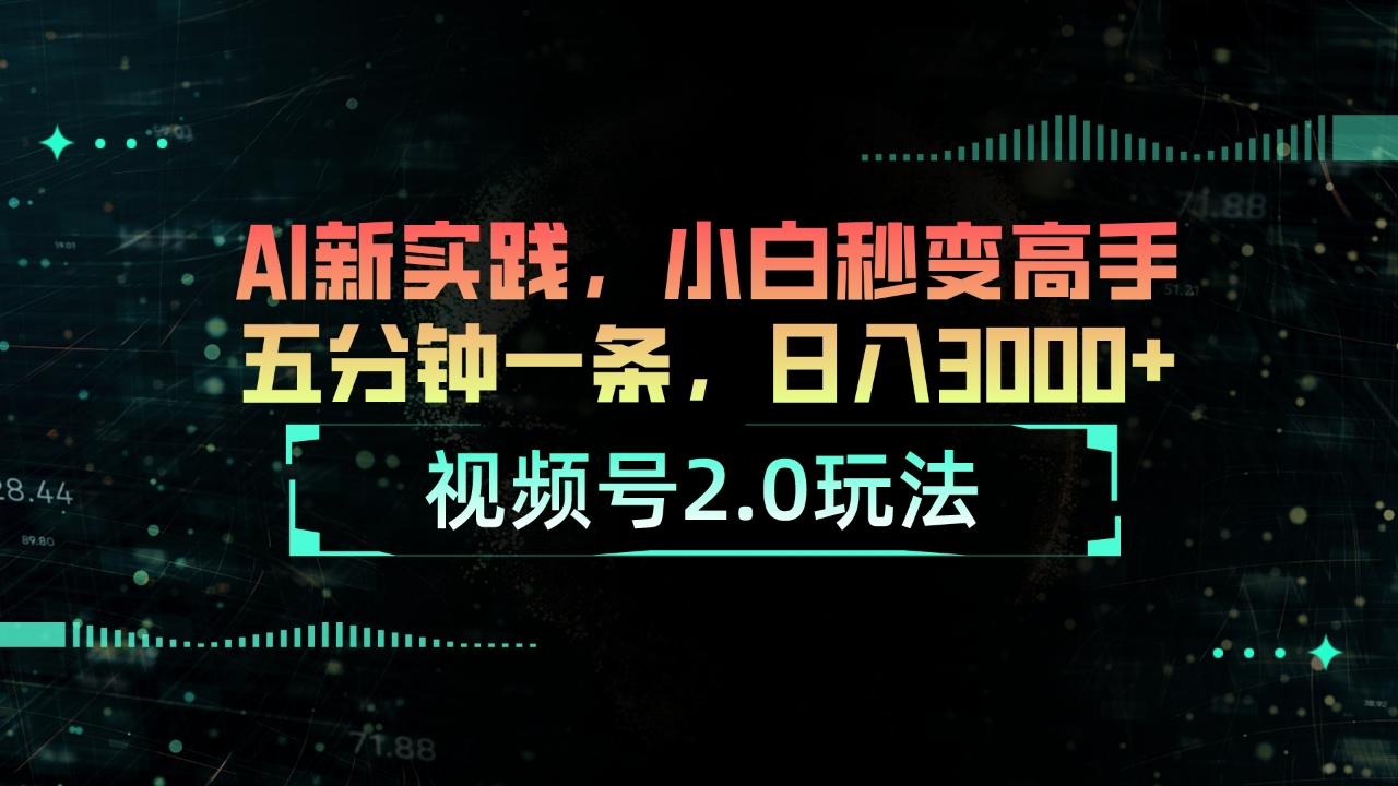 视频号2.0玩法 AI新实践，小白秒变高手五分钟一条，日入3000+-test
