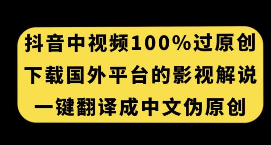 抖音中视频百分百过原创，下载国外平台的电影解说，一键翻译成中文获取收益-test