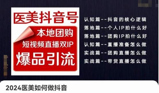 2024医美如何做抖音医美抖音号，本地团购、短视频直播双ip爆品引流，实操落地课-test
