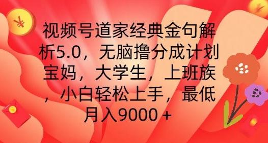 视频号道家经典金句解析5.0.无脑撸分成计划，小白轻松上手，最低月入9000+【揭秘】-test