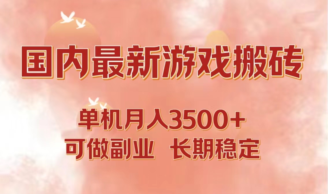 国内最新游戏打金搬砖，单机月入3500+可做副业 长期稳定-test