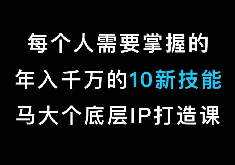 马大个的IP底层逻辑课，​每个人需要掌握的年入千万的10新技能，约会底层IP打造方法！-test