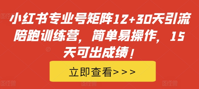 小红书专业号矩阵12+30天引流陪跑训练营，简单易操作，15天可出成绩!-test