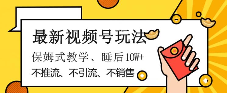 最新视频号玩法，不销售、不引流、不推广，躺着月入1W+，保姆式教学，小白轻松上手【揭秘】-test