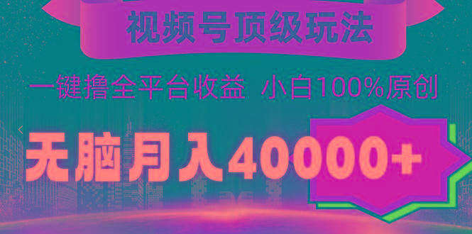 (9281期)视频号顶级玩法，无脑月入40000+，一键撸全平台收益，纯小白也能100%原创-test