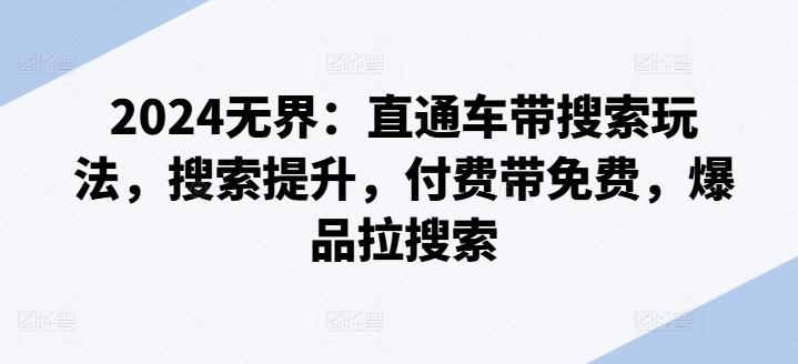 2024无界：直通车带搜索玩法，搜索提升，付费带免费，爆品拉搜索-test