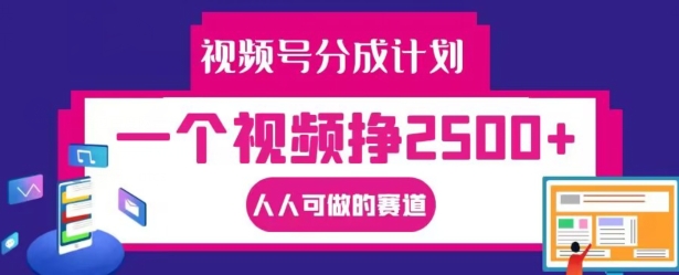 视频号分成计划，一个视频挣2500+，人人可做的赛道【揭秘】-test
