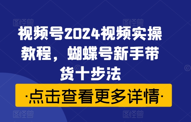 视频号2024视频实操教程，蝴蝶号新手带货十步法-test