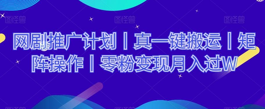网剧推广计划丨真一键搬运丨矩阵操作丨零粉变现月入过W-test