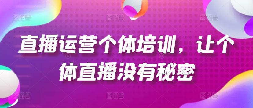 直播运营个体培训，让个体直播没有秘密，起号、货源、单品打爆、投流等玩法-test