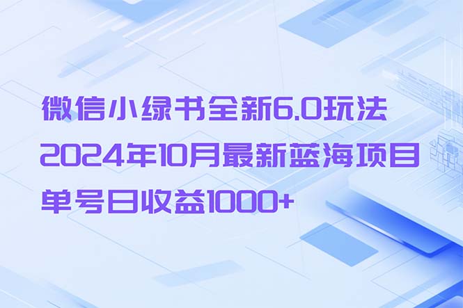 微信小绿书全新6.0玩法，2024年10月最新蓝海项目，单号日收益1000+-test