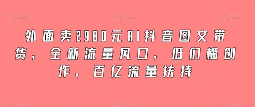 外面卖2980元AI抖音图文带货，全新流量风口，低们槛创作，百亿流量扶持-test