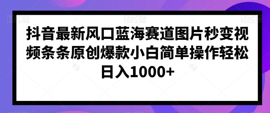 抖音最新风口蓝海赛道图片秒变视频条条原创爆款小白简单操作轻松日入1000+-test