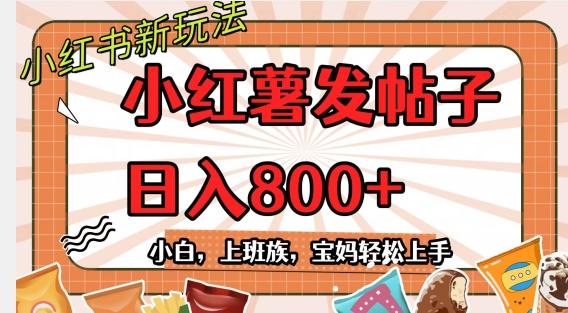小红薯发日常帖子，日入800+小白专属项目可批量操作-test