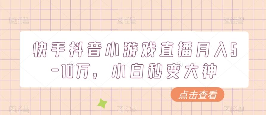 快手抖音小游戏直播月入5-10万，小白秒变大神-test