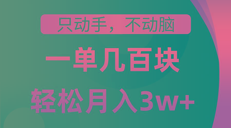只动手不动脑，一单几百块，轻松月入3w+，看完就能直接操作，详细教程-test