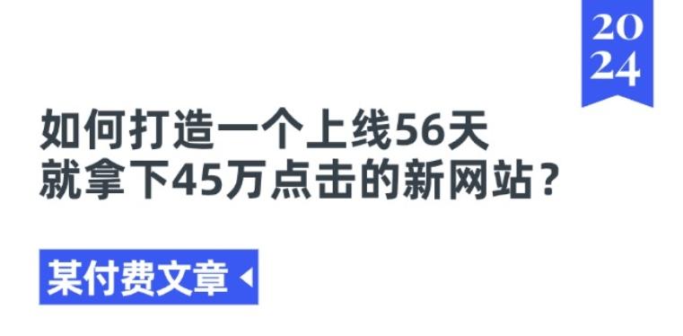 某付费文章《如何打造一个上线56天就拿下45万点击的新网站?》-test