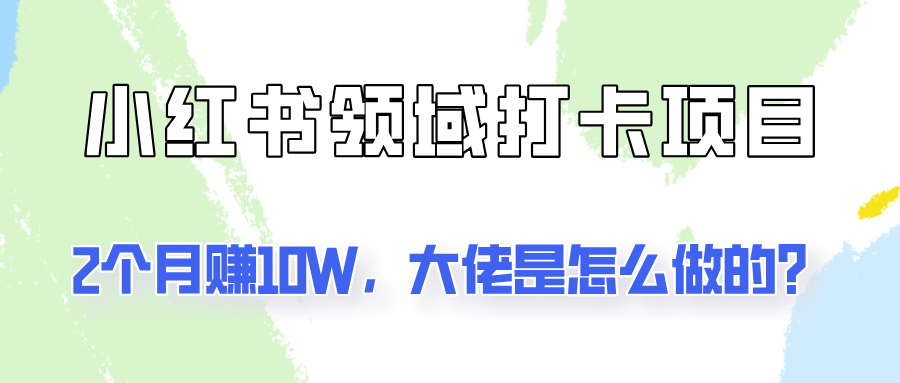 通过小红书领域打卡项目2个月赚10W，大佬是怎么做的？-test