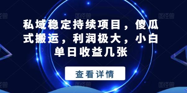 私域稳定持续项目，傻瓜式搬运，利润极大，小白单日收益几张【揭秘】-test