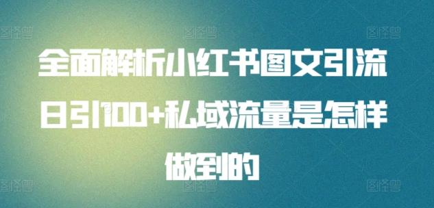 全面解析小红书图文引流日引100+私域流量是怎样做到的【揭秘】-test