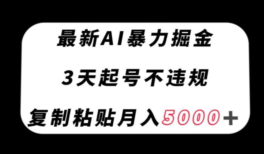 最新AI暴力掘金，3天必起号不违规，复制粘贴月入5000＋【揭秘】-test