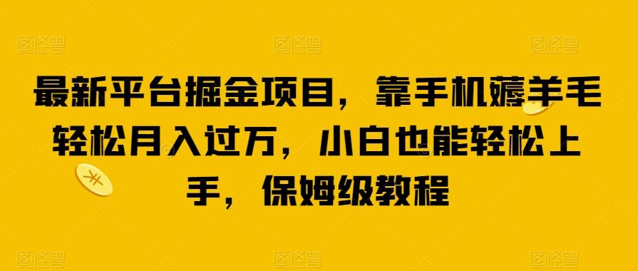 最新平台掘金项目，靠手机薅羊毛轻松月入过万，小白也能轻松上手，保姆级教程【揭秘】-test