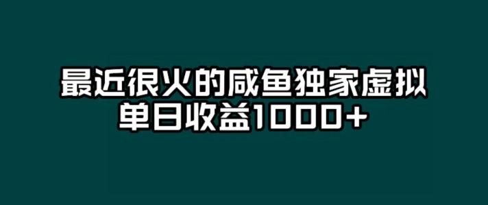 最近很火的咸鱼独家虚拟，单日收益1000+-test