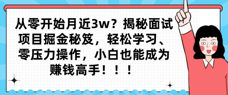 从零开始月近3w？揭秘面试项目掘金秘笈，轻松学习、零压力操作，小白也能成为赚钱高手-test