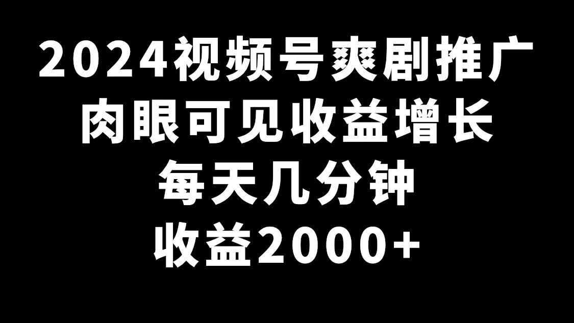 2024视频号爽剧推广，肉眼可见的收益增长，每天几分钟收益2000+-test