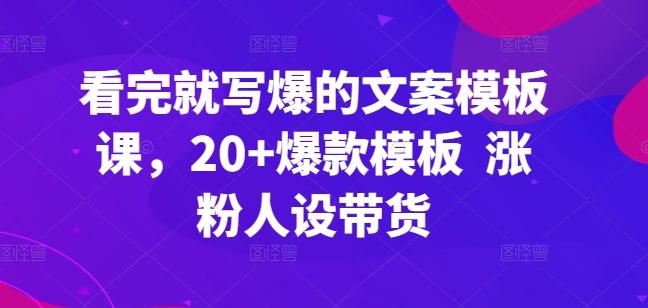 看完就写爆的文案模板课，20+爆款模板  涨粉人设带货-test