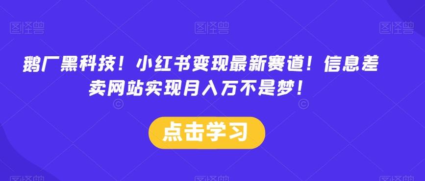 鹅厂黑科技！小红书变现最新赛道！信息差卖网站实现月入万不是梦！-test