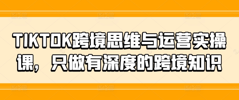 TIKTOK跨境思维与运营实操课，只做有深度的跨境知识-test