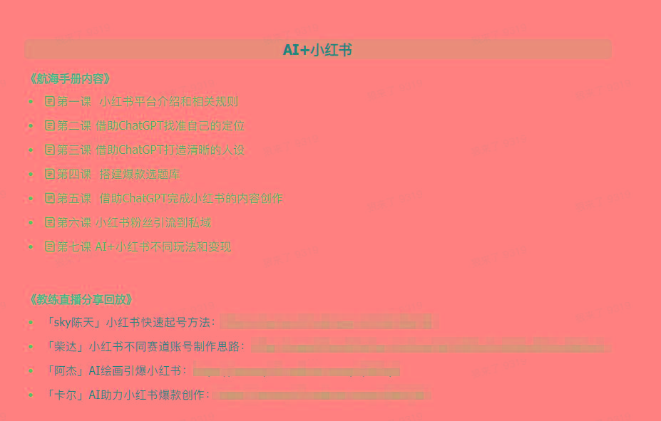 图片[2]-(9351期)AI破局手册+教练分享合集：AI提示词/AI+小红书 /AI+公众号/AI+绘画/AI编程-test